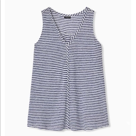 TORRID NAVY STRIPE JERSEY SWING TANK - Picture 1 of 5